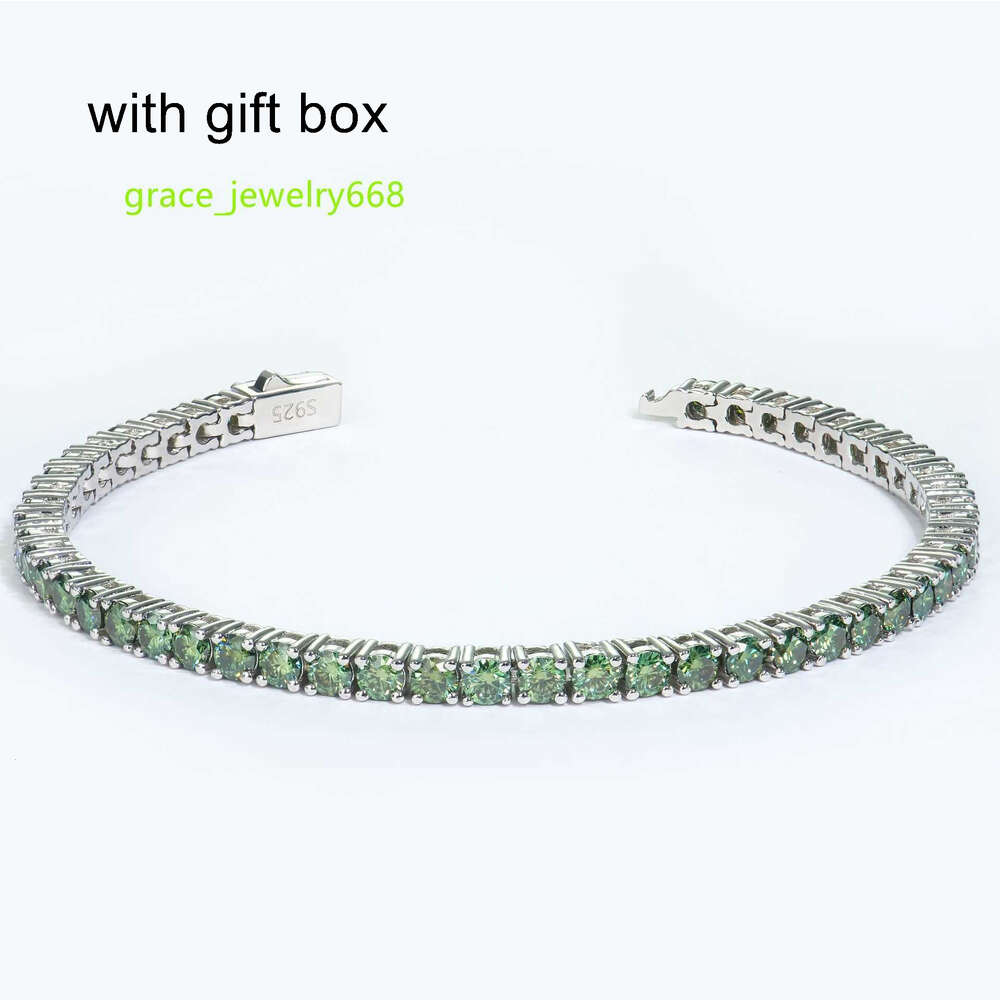 bracelet necklace mossanite 3mm Colourful Moissan Bracelet Classic Four Claw Full Set Tennis Bracelet Jewellery