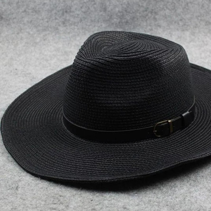 Large Size 62cm Foldable Jazz Straw Hat Men and Women Summer Beach Lanyard Sunscreen Outdoor Sports Sun Wholesale 240309