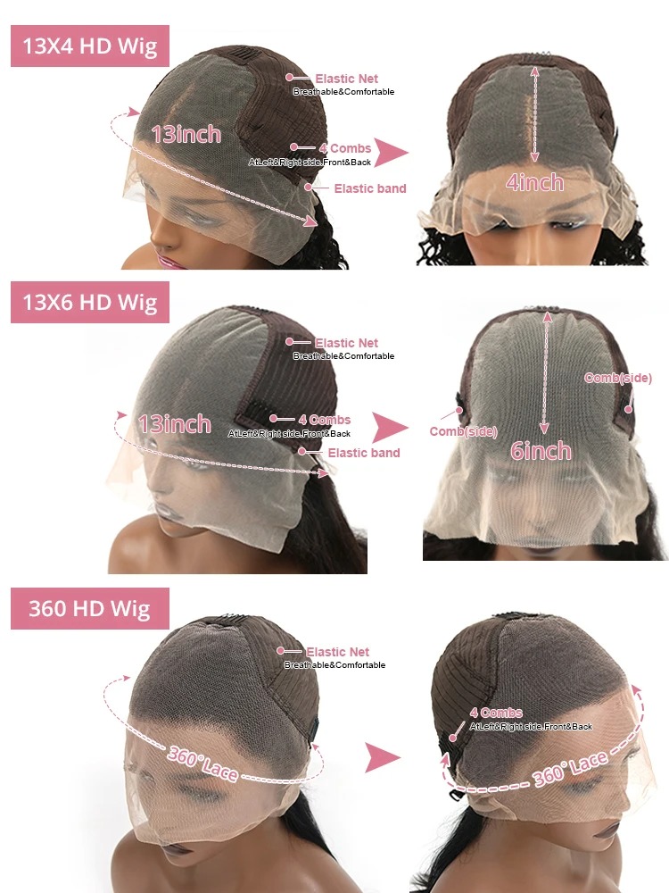 40 42 46Inch Body Wave 360 HD Frontal Wig Glueless Brazilian Wavy 13X4 13X6 Lace Front Human Hair Wigs For Women