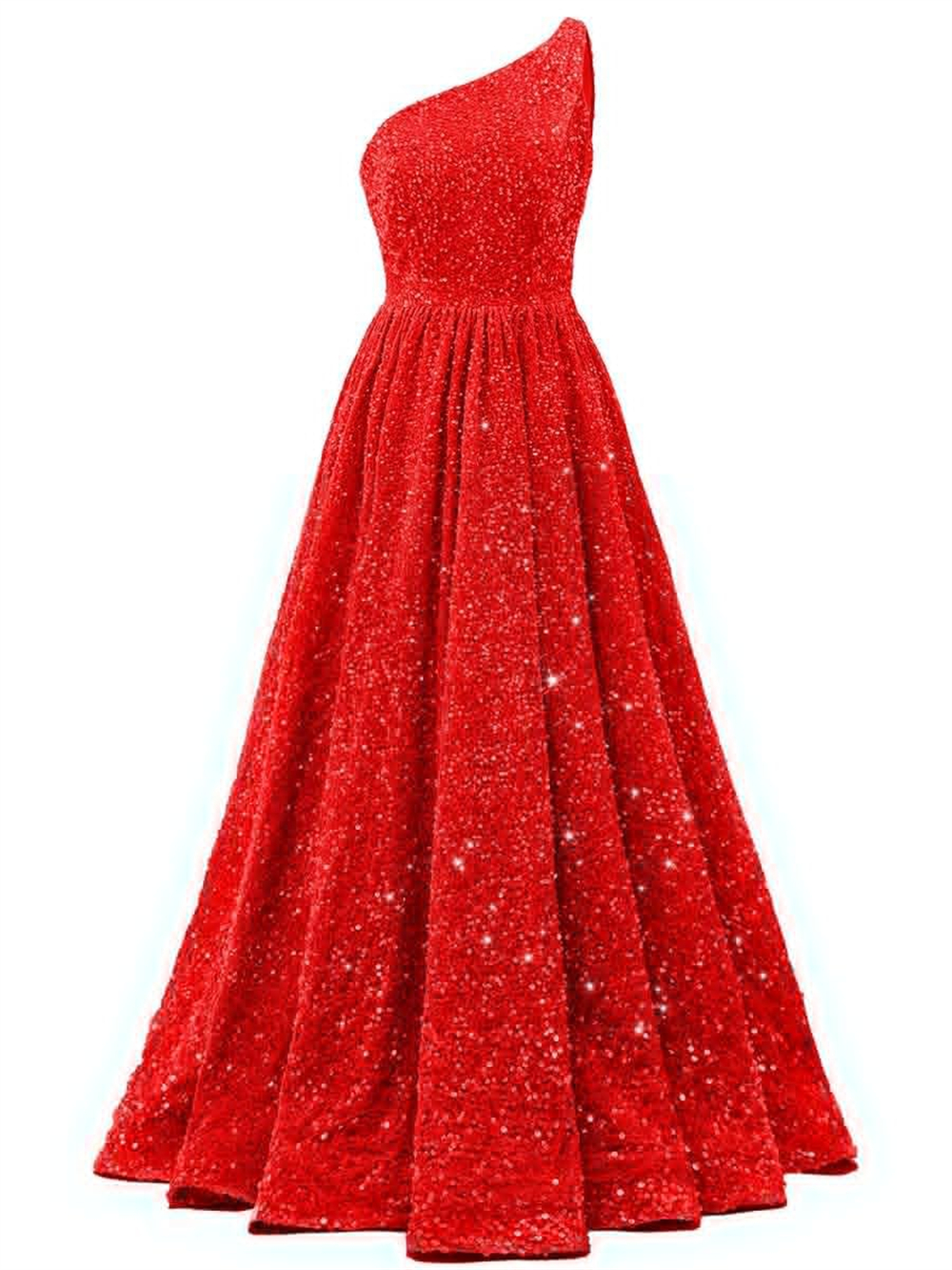 One-Shoulder Long Prom Dresses Sequins A-Line Plus Size Floor-Length Formal Occasion Evening Party Gown Pd04