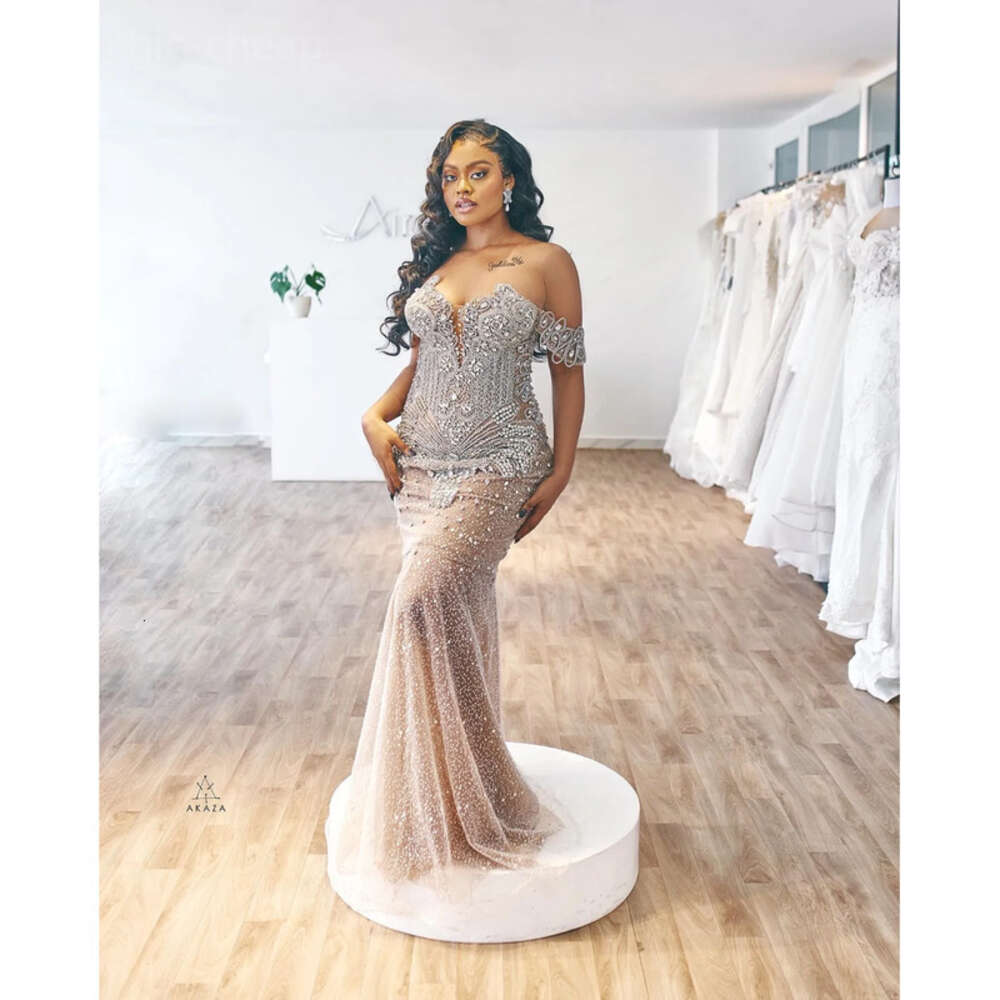 Plus Arabic Aso Ebi Size Urious Mermaid Wedding Dress Beaded Crystals Tulle Detachable Train Tiers Bridal Gowns Dresses ZJ Es 0618