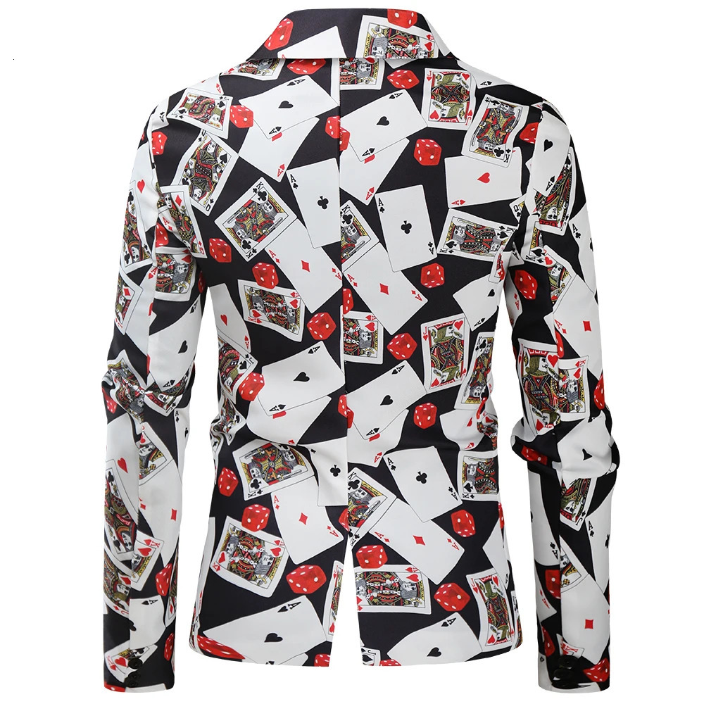 Mens Blazer Jacket Coats Playing Cards Poker 3D Print Party Dress Suit Costume Homme De Luxe Men Clothings Veste Pour Homme 240318