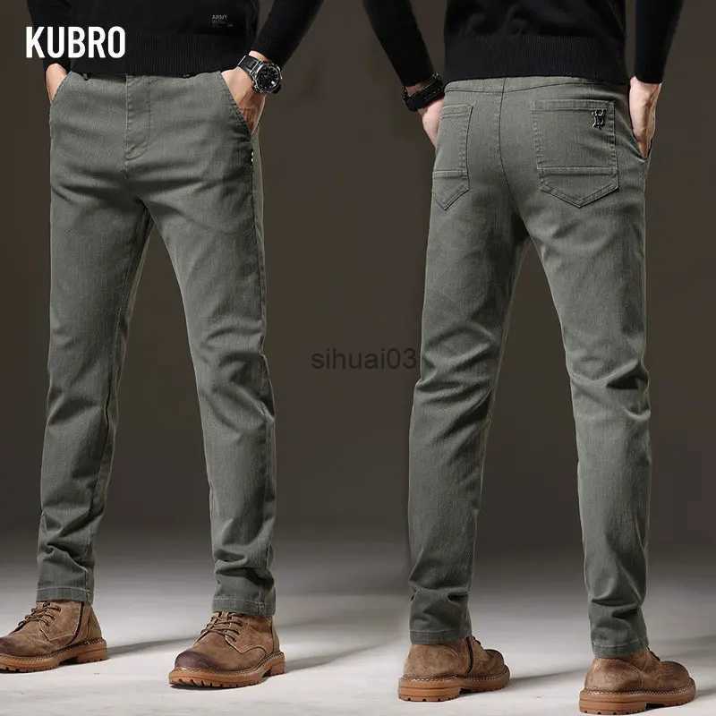 Men's Jeans KUBRO Brand 2023 Spring Business Casual Mens Bag Jeans Dress Trendy Pants High Elasticity Full Matching Trousers Dzinsy M ski Y2KL240