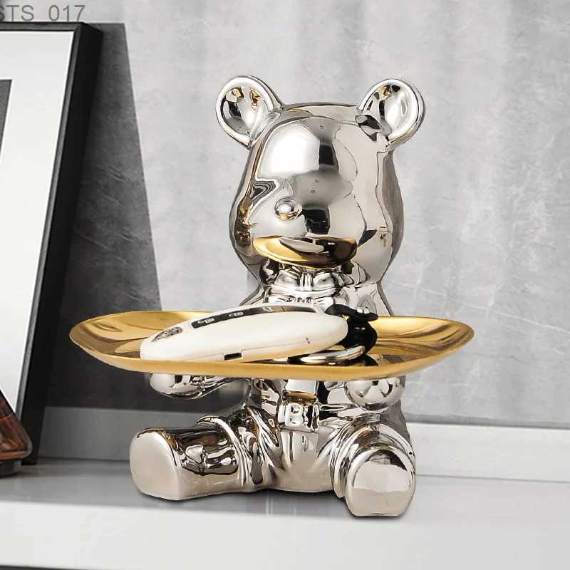 Novelty Items Creative Plating Bear Status Storage Holder Bearbrick Key Table Support Luxury Desktop Decoration Q250528