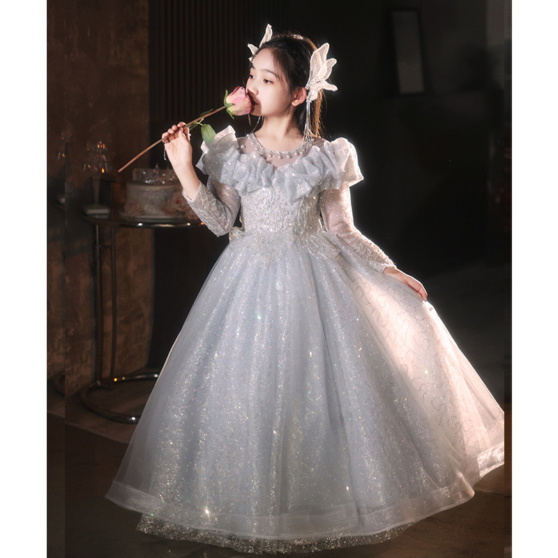 Girls Dresses Plus Size Princess Party Lace Flower Girl Baby Summer Wedding Birthday Children Clothing 2 4 6 8 10 12 14 Tulle Kids Christmas Ceremonia