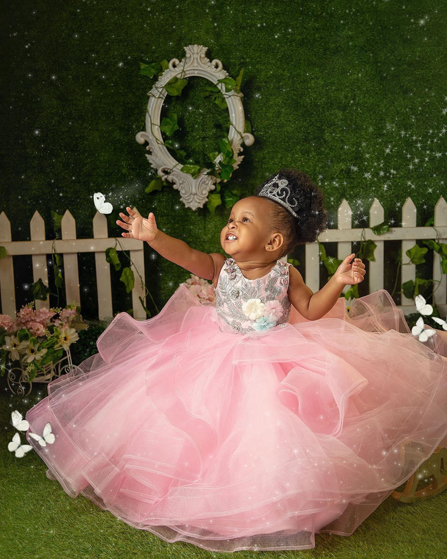 Little Pink Birthday Communication Dress Wer Girls Dresses Tiered Tulle Appliqued Lace Beaded Jewel Kids Gowns For Special Ocns Nf es