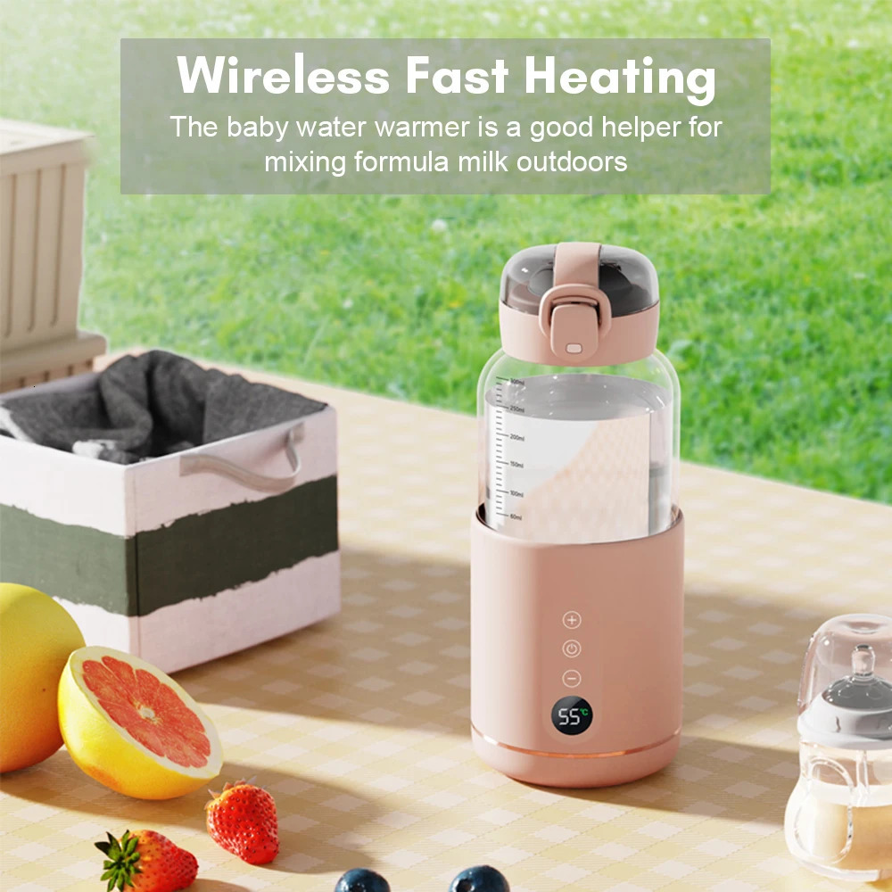 Portable Electric Baby Bottle Warmer USB Charge Temperature Ajustable Display Travel Camping Soak Milk Instant Water 240322