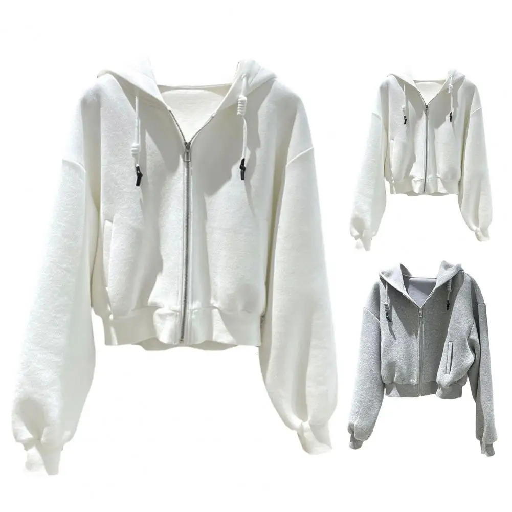 Women Letter Embroidery Hoodies Autumn Winter Vintage Zipper Long Sleeve Jacket Coat Harajuku Casual Loose Hooded Sweatshirt 240318