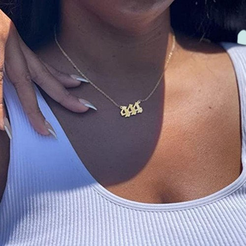 Pendant Necklaces Angel Number Necklace 111 222 333 444 555 666 777 888 999 Gold Plated Stainless Steel Numerology Jewelry N2UE