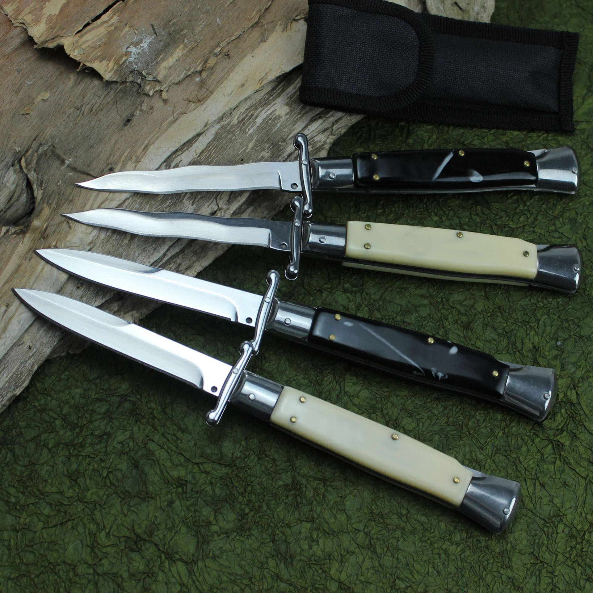 4Models 10'' Stiletto Mafia Knife 440C Blade Resin Handles Pocket Knives EDC Tools