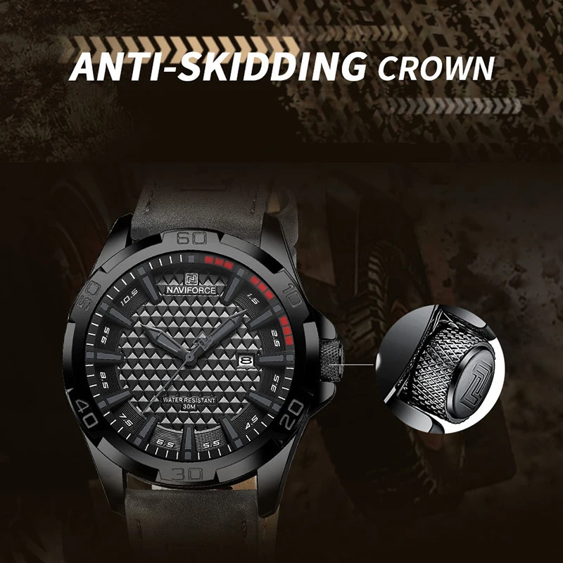 NAVIFORCE Wild Fashionable Mens Sports Water Resistant Wrist Watches Man Casual Leather Quartz Calendar Clock Relogio Masculino 240311