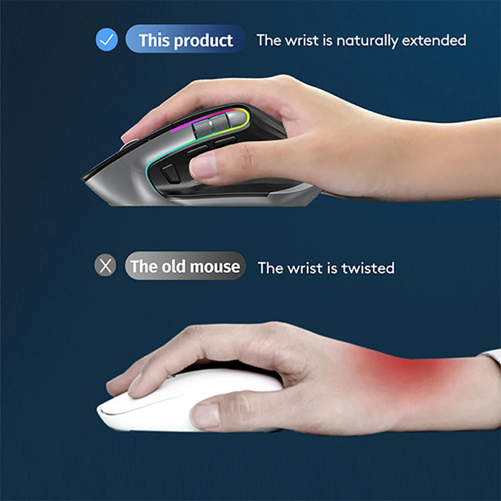Mulvice Wireless Mouse Bluetooth 50 30 24G Portable Optical Ergonomic Right Hand Computer Mice 240314
