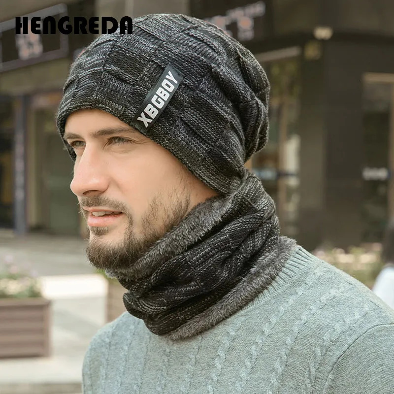 Winter Beanie Hats Scarf Set Warm Knit Hat Skull Cap Neck Warmer with Thick Fleece Lined and for Men Women y240309