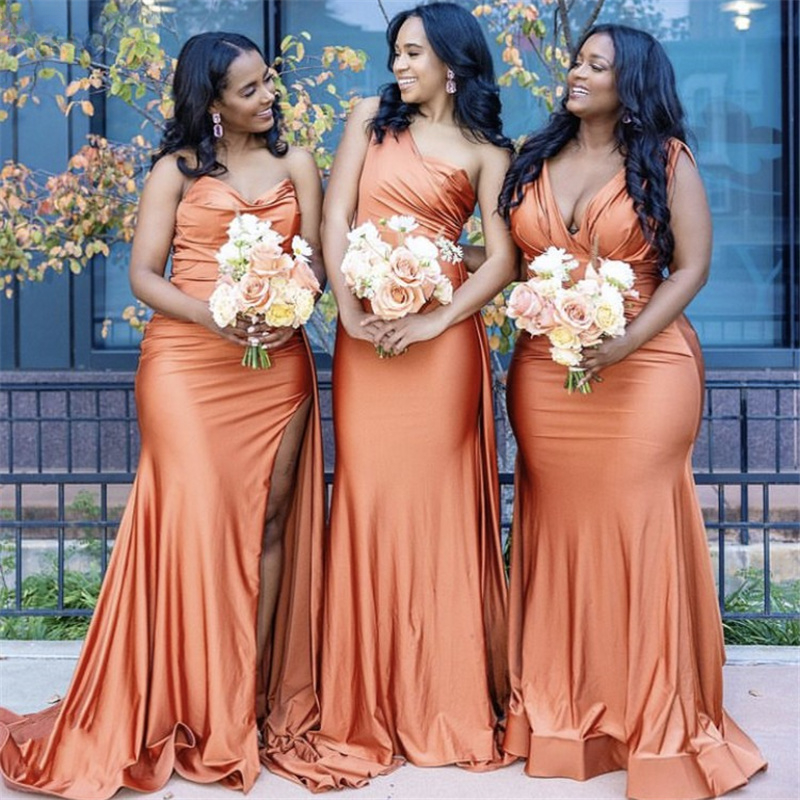 Orange Bridesmaid Dresses Sexy Backless Sleeveless Long Mermaid Maid Of Honor Gowns Wedding Guest Party Dress Plus Size 2024 1102