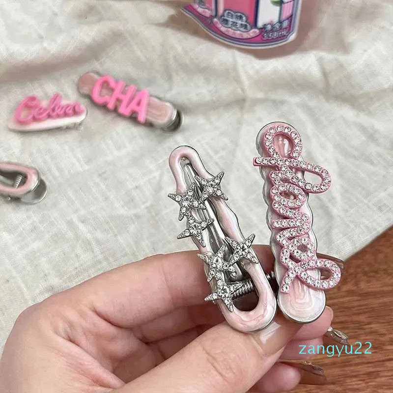 Headwear Hair Accessories Girls Hair Clips Star Y2k Hair Accessories Women Duckbill Clip Pink Alloy Rhinestone Hairpins Kids Barrettes Fashion Ornamen