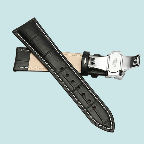 High Quality 18mm 20mm 22mm Black Brown Leather Watch Band Wristwatch Strap Replacement Bracelet Spring Bars Push Button Hidden Cl