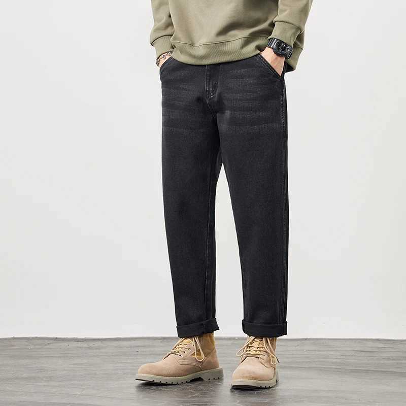 Men's Jeans KSTUN Mens Black Jeans Pocket Pants Loose fit for harem pants Street clothing Fashion pocket patch Work Large mens backpackL2403