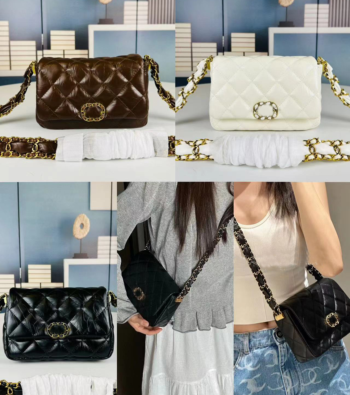 Crossbody bag shoulder bag Designer bag Fashion women's bag pleated cowhide, leather through the chain is very characteristic texture soft handbag