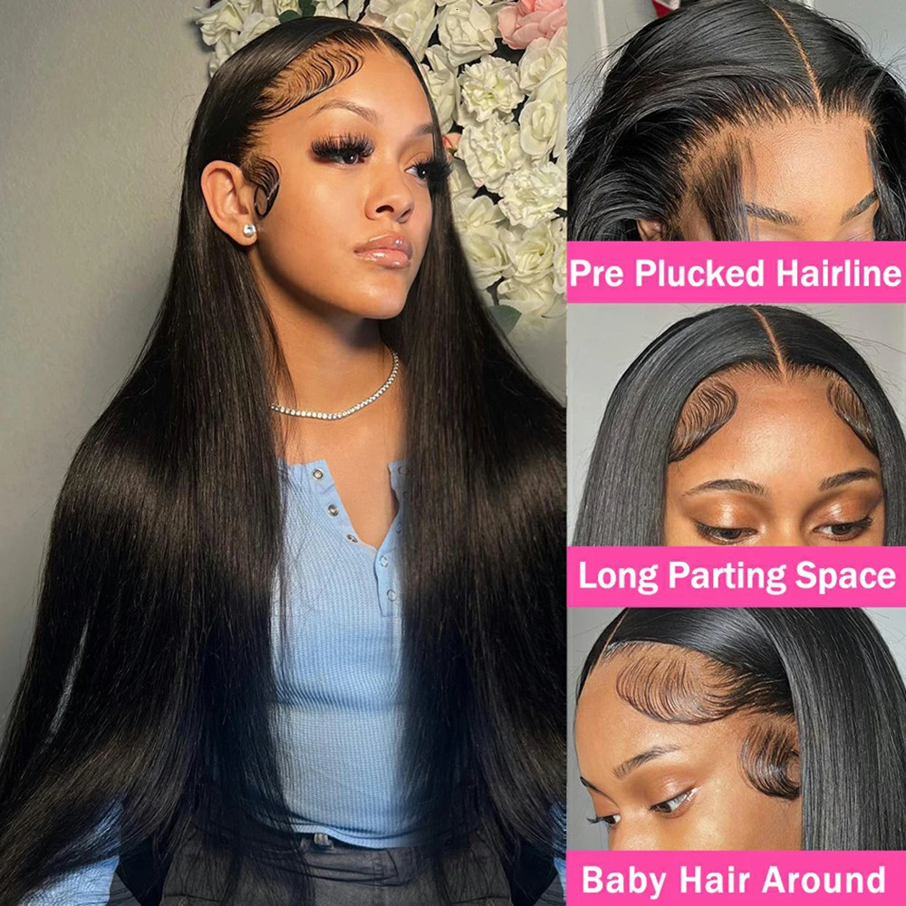 30 36 Inch Bone Straight 360 Lace Frontal Wigs Brazilian 13x4 13x6 Lace Front Human Hair Wigs For Women 180 Density Glueless Wig 240314