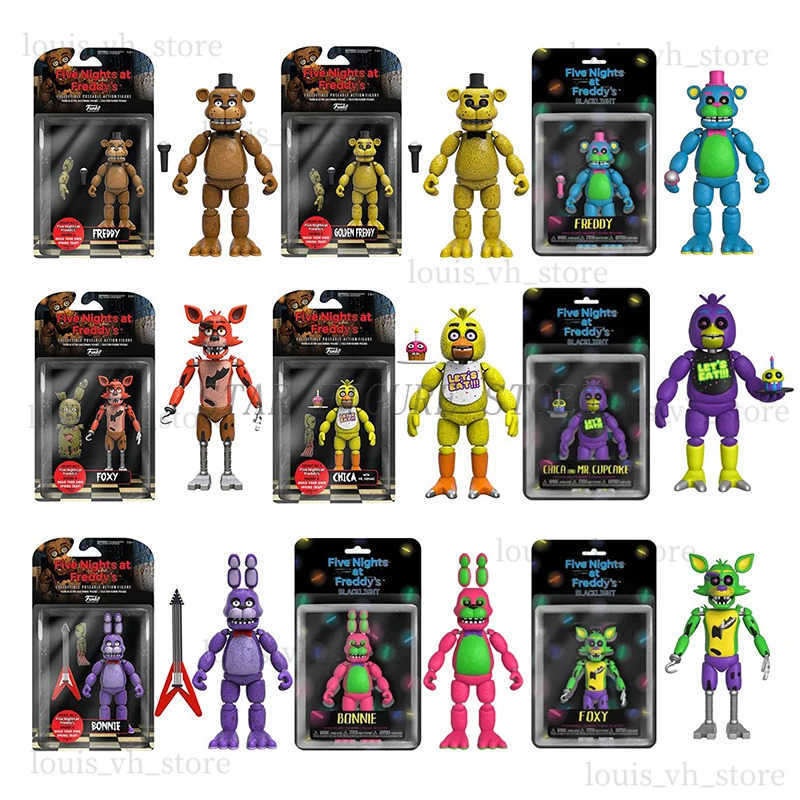 Action Toy Figures 14cm Game FNAF Foxy Bonnie Chica Action Figure Collection Blacklight Funtime Foxy Frostbe Figurine Model Toys for Childs Gifts T240325