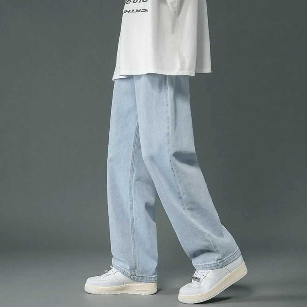 Men's Jeans Mens straight leg jeans mens hip-hop style wide leg jeans with pockets casual spring and autumn loose fitting mens jeansL2403