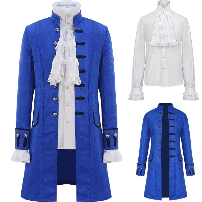 Sell Spring Adult Man Victorian Medieval Steampunk Trench Coat Renaissance Jacket Halloween Prince Costume Performance cloth 240408