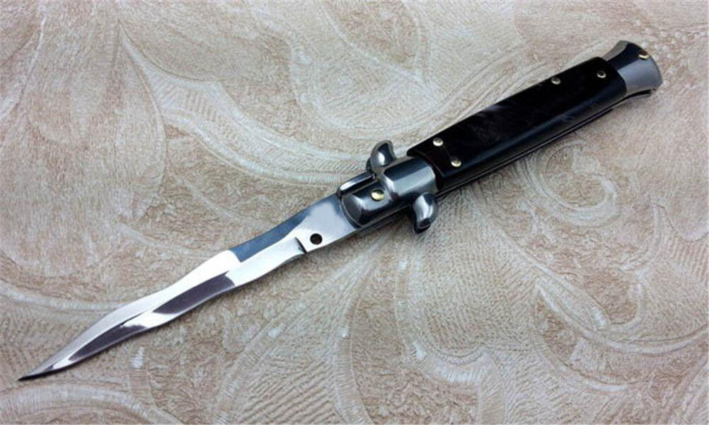 3Models 9'' Inch Stiletto Mafia knife 440c Blade Acrylic Handle Tactical Pocket knives EDC Tools