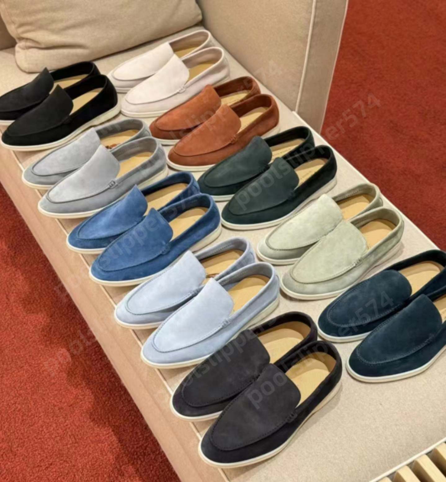 Designer loro piano shoes for men summer walk loafers women mens Leather Loafers casual shoes outdoor runner sneaker Black Brown Blue Red EUR35-45