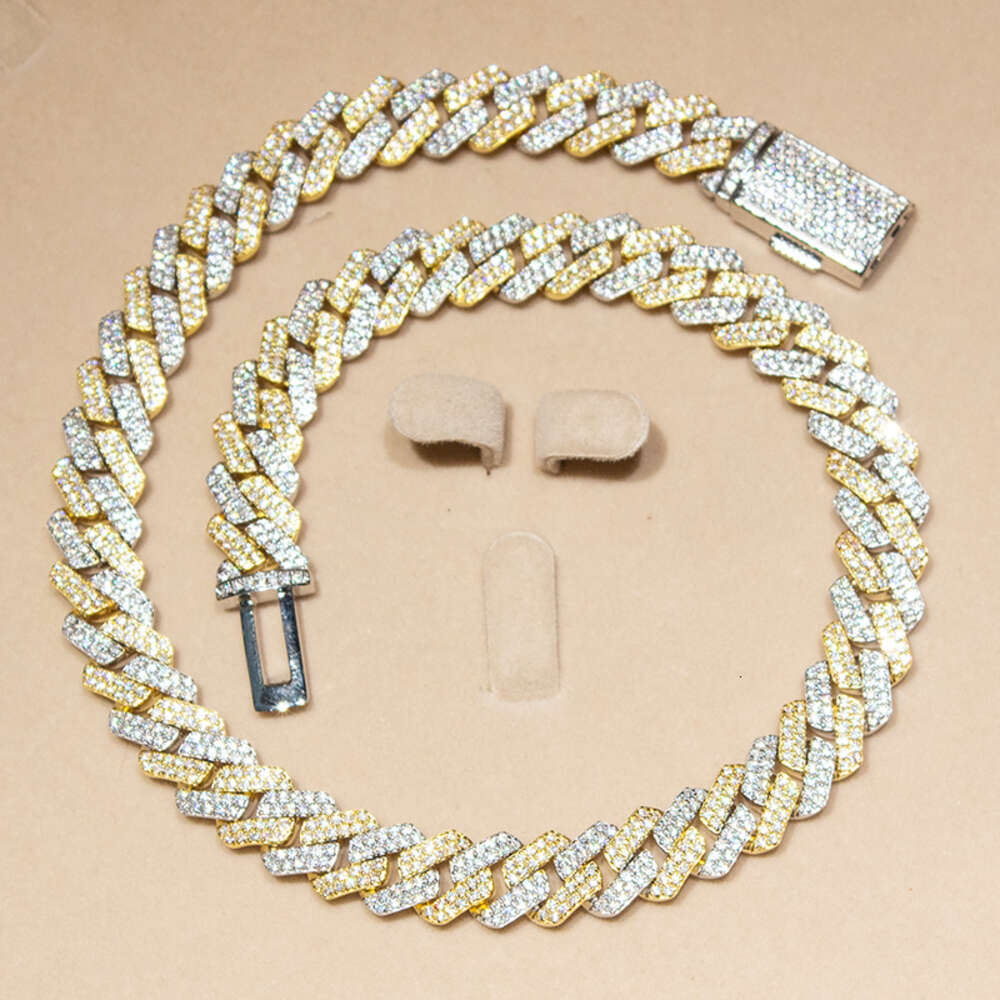Hip Hop Rapper Jewelry 18mm Cuban Link Vs Moissanites 4rows Emerald Cut Moissanite Cuban Chain Link Bracelet