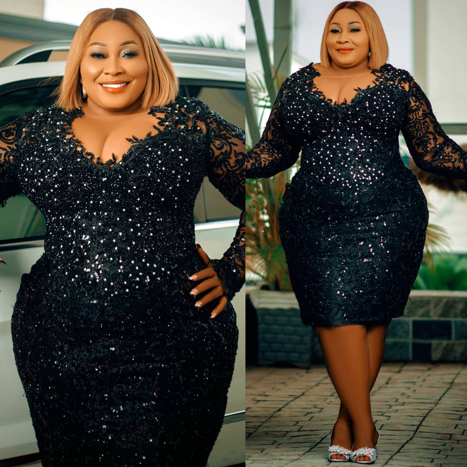 Aso Ebi Plus Size Black Mermaid Prom Dress Beaded Lace Evening Formal Party Second Reception Th Birthday Engagement Gowns Dresses Robe De Soiree ZJ Lz