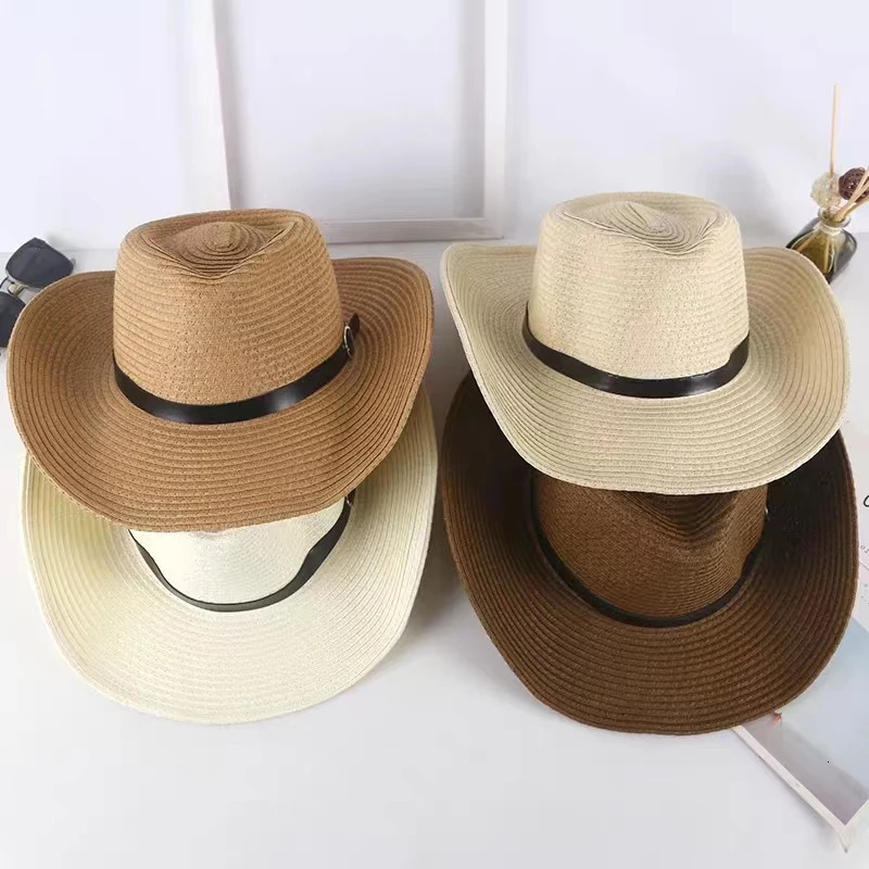 Large Size 62cm Foldable Jazz Straw Hat Men and Women Summer Beach Lanyard Sunscreen Outdoor Sports Sun Wholesale 240309