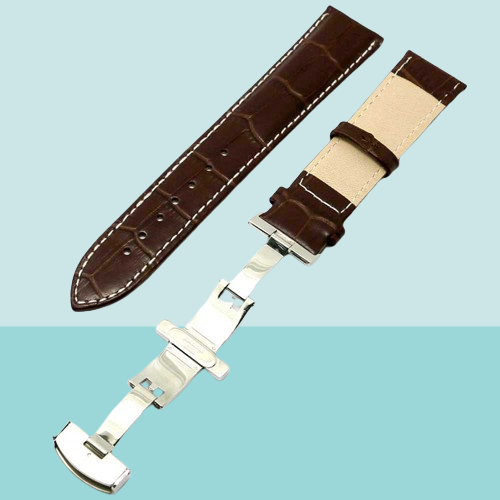 High Quality 18mm 20mm 22mm Black Brown Leather Watch Band Wristwatch Strap Replacement Bracelet Spring Bars Push Button Hidden Cl