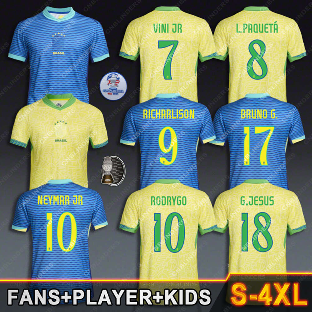 Brasil Brazil 2024 Copa America Soccer Jersey 23 24 25 Neymar Vini Jr football shirt Youth Kids Kit Richarlison Rodrygo Vinicius Bruno G Martinelli G.JESUS