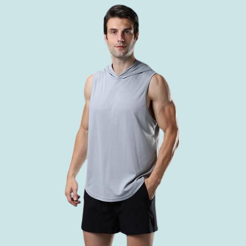 Yoga Outfit Gym Clothing Fitness Men Cotton Tanktop With Hooded Mens Bodybuilding Stringers Tank Tops Workout Singlet Sleeveless S