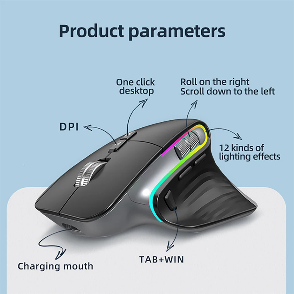 Mulvice Wireless Mouse Bluetooth 50 30 24G Portable Optical Ergonomic Right Hand Computer Mice 240314