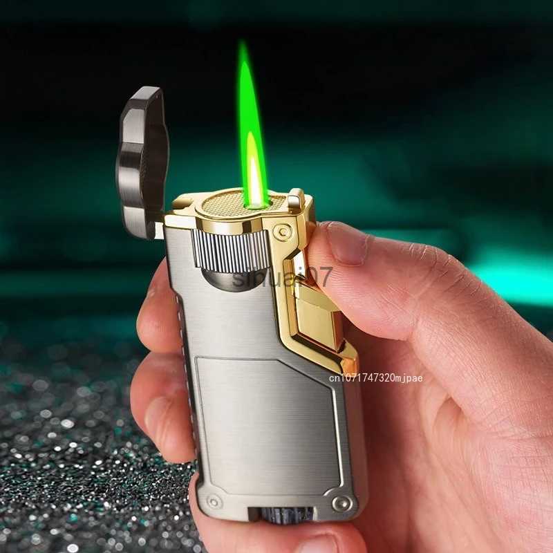 Lighters Dropshipping VIP Link Creative Three-color Metal Gradient Inflatable Flame Switching Cool Windproof Torch Lighter 240325 W260202
