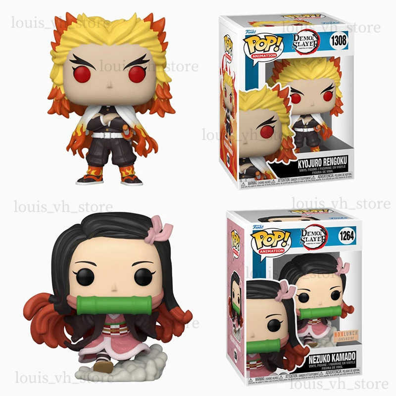 Action Toy Figures POP Demon Slayer Figure Nezuko #1264 Rengoku Kyojuro #1308 Kamado Tanjirou #1304 Vinyl Figurine Action Model Doll Toys L251212
