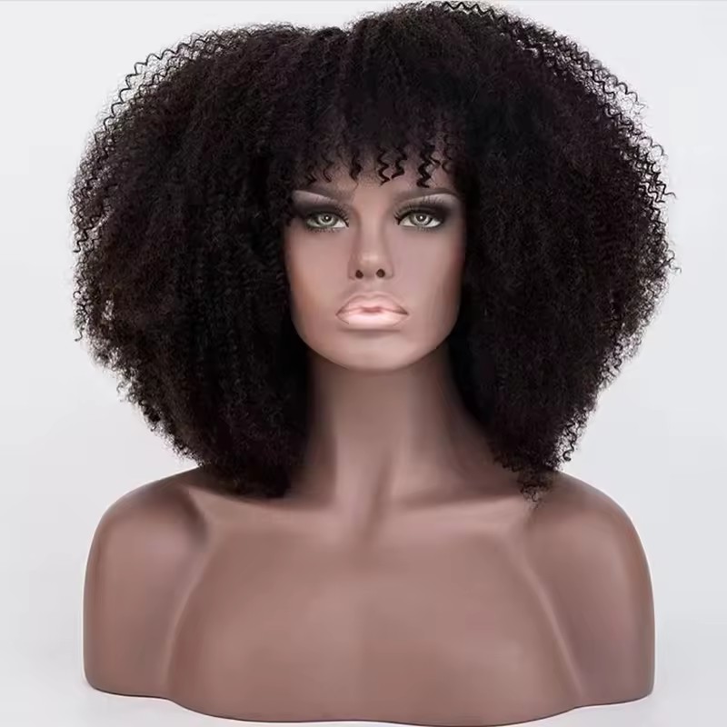 Trendy indian remy curly human hair bob glueless machine made wig with baby hair 250 density afro kinky jerry curl short hair wig for girl lady cheap 