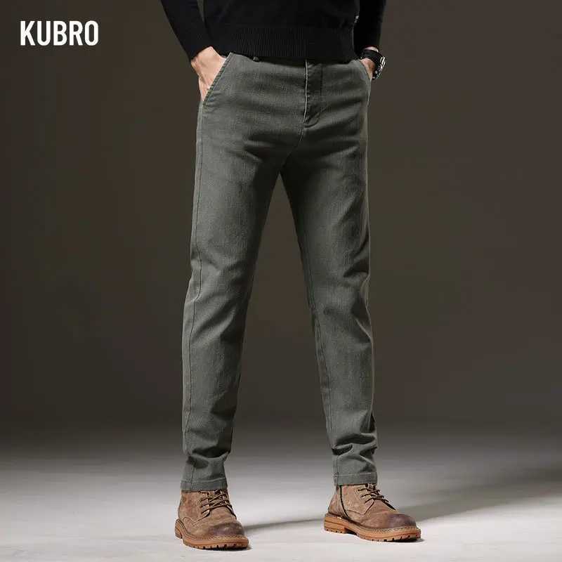Men's Jeans KUBRO Brand 2023 Spring Business Casual Mens Bag Jeans Dress Trendy Pants High Elasticity Full Matching Trousers Dzinsy M ski Y2KL240