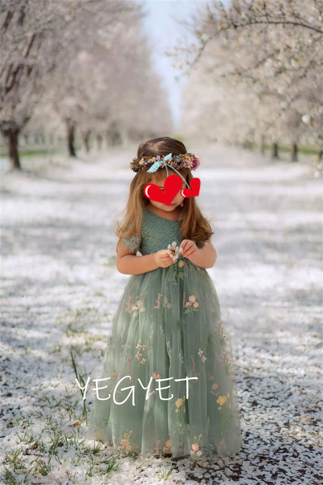 Sage Green Floral Embroidered Tulle Flower Girl Dress With Short Sleeves Girls Party Ball Gown Baby Toddler Birthday 240312