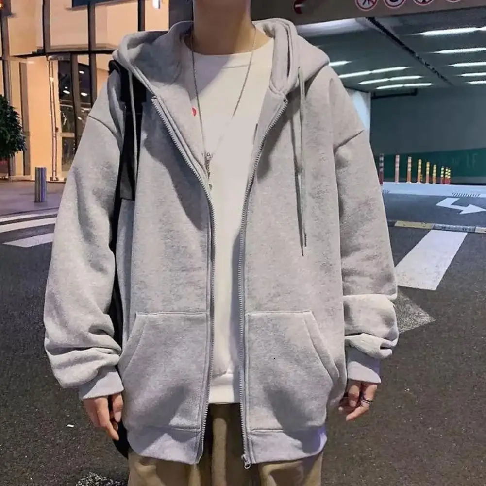 Classic Blank Zip Up Hoodies Unisex Fashion Zipper Hoodie Men Zipup Plain Hooded Sweatshirt For Sudadera Con Capucha Felpo 240315