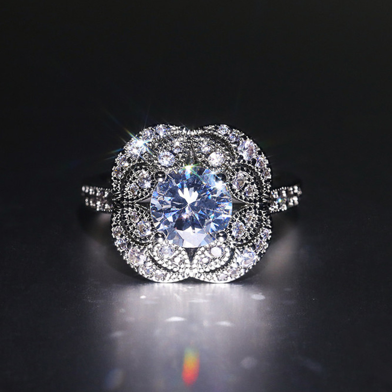 2024 Handmade Wedding Rings Vintage Jewelry 925 Sterling Silver Round Cut White Topaz CZ Diamond Gemstones Party Women Bridal Flower Ring For Mother D