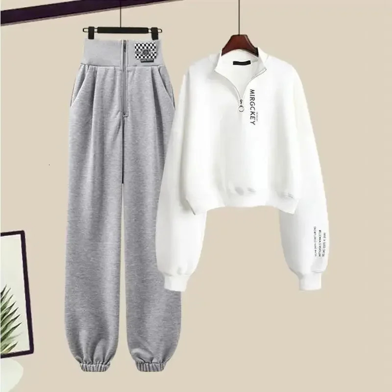 Y2k Streetwear HoodiesCasual Sweatpants Suit Women 2023Autumn Zipper Pullovers Sweatshirts Harajuku Two Piece Sets Kpop Clothes 240314
