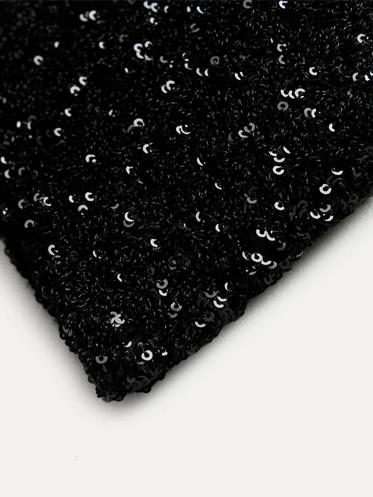 Sleeveless Shiny Sequin Mini Dres Elegant High Waist Slim Aline Dresses 2024 Female Party Club Robes 240315