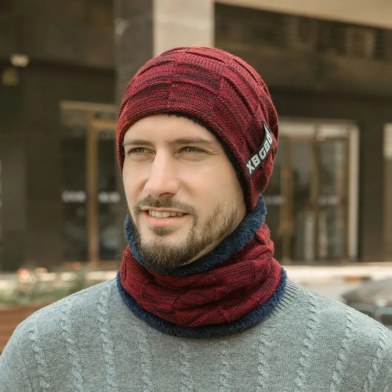 Winter Beanie Hats Scarf Set Warm Knit Hat Skull Cap Neck Warmer with Thick Fleece Lined and for Men Women y240309
