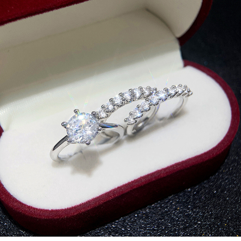 2024 Choucong Ins Top Sell Wedding Rings Luxury Jewelry 925 Sterling Silver Fill 3Pcs Round Cut 5A Cubic Zircon CZ Diamond Women Bridal Ring Set For M