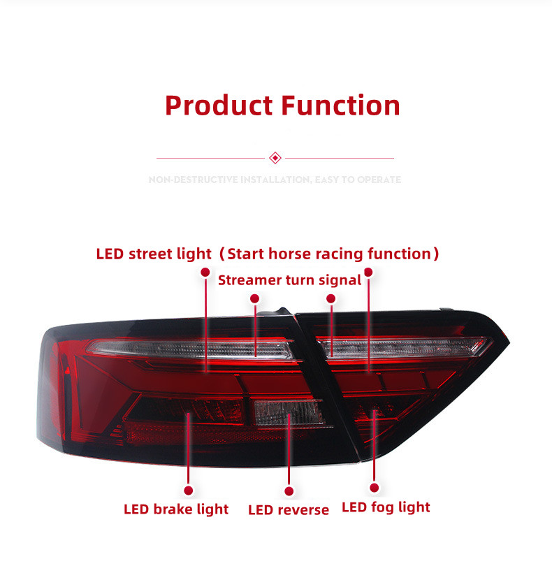 Car LED Rear Taillight For AUDI A5 2013-20 16 RS5 Upgrade LED Lamp Tail Light Signal Reversing Parking Lights