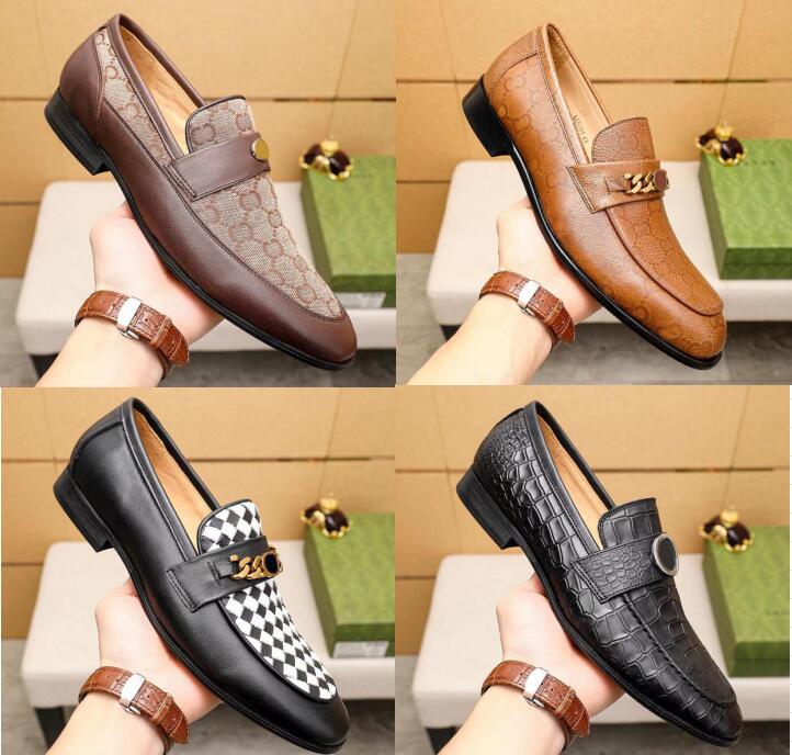 G1/8Model Luxury Brand High Quality Men Shoes Business Oxford Genuine Leather Men Designer Dress Shoes Plus Size 38-47 Men Brown Black Brogue Men Flats loafers shoes