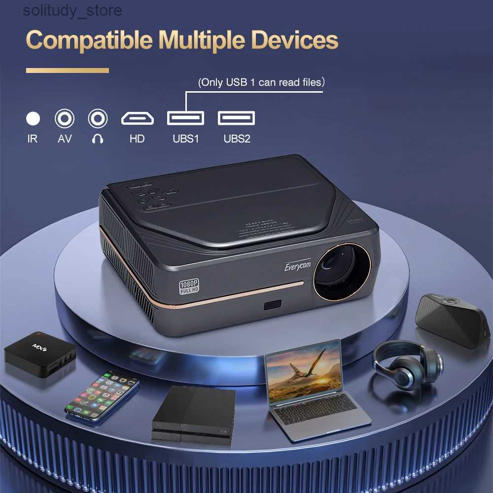 Other Projector Accessories Everycom YG627 Projector Android 11.0 WIFI Full HD 1080P Video Home Theater Smartphone Beam LED Projector 4k Movie Q240322