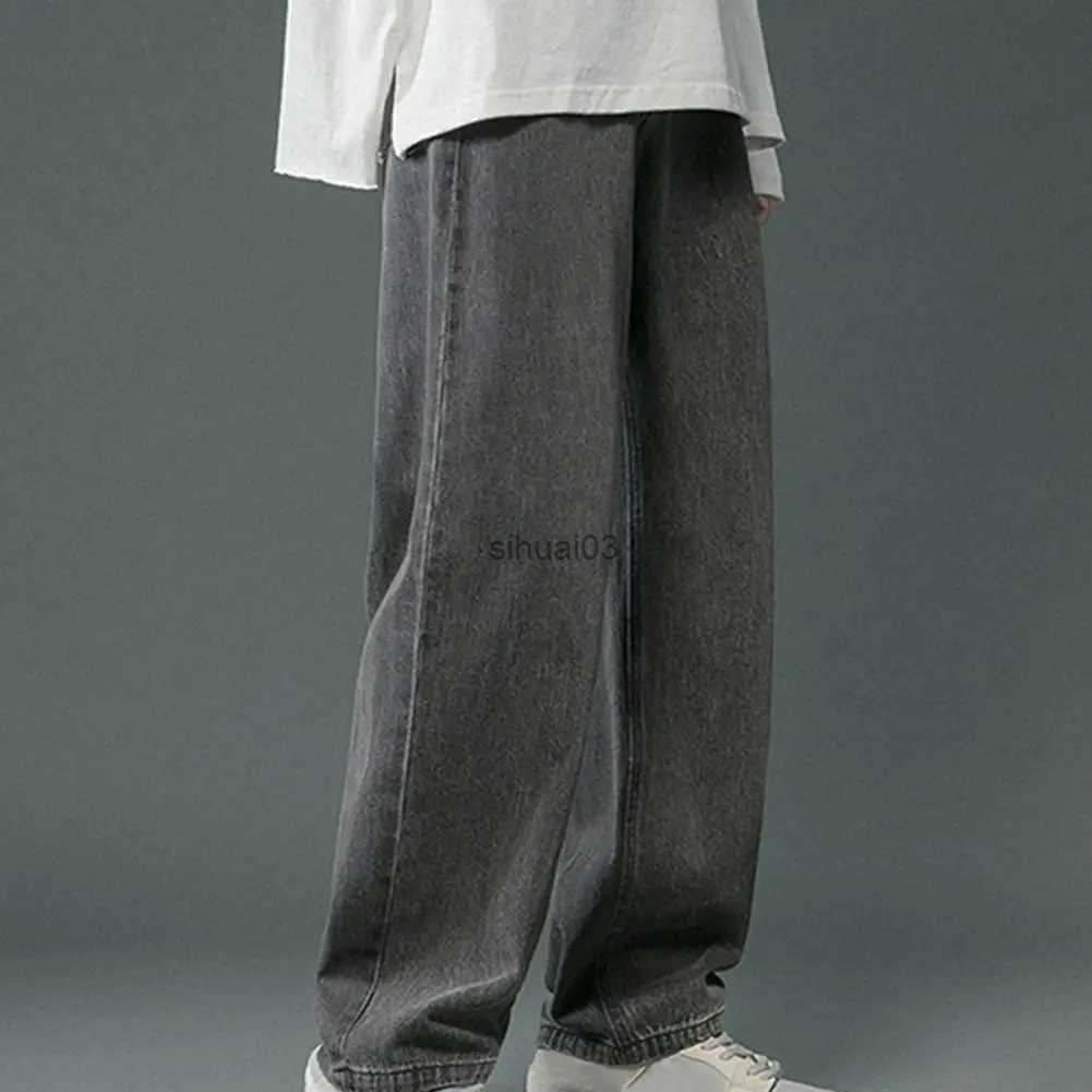 Men's Jeans Mens straight leg jeans mens hip-hop style wide leg jeans with pockets casual spring and autumn loose fitting mens jeansL2403